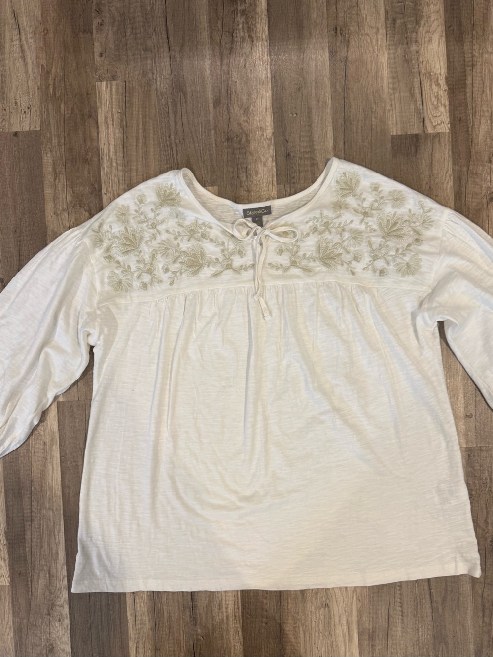 Soft Cream Embroidered Peasant Top